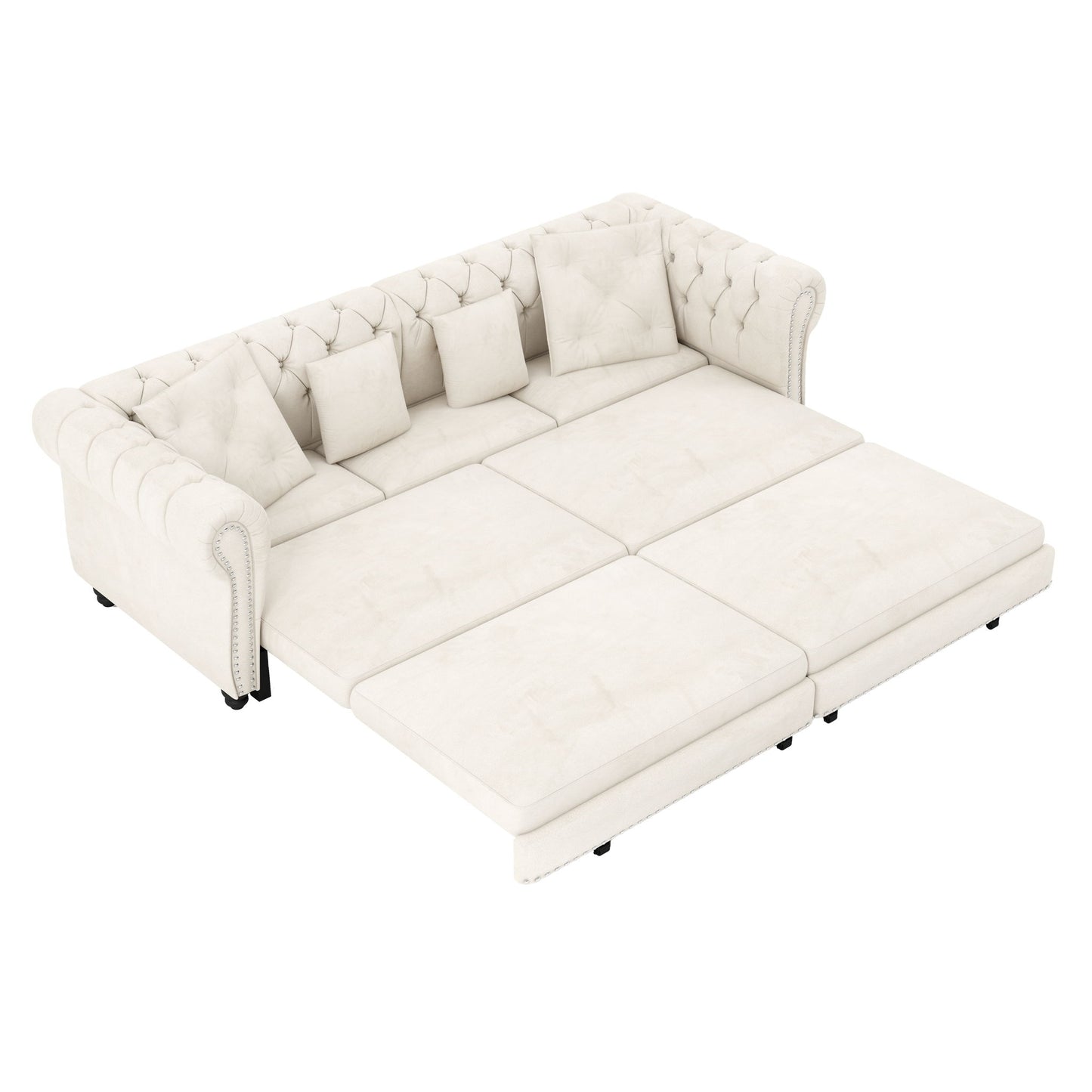 3 In 1 Pull Out Sofa Bed With Movable Ottoman