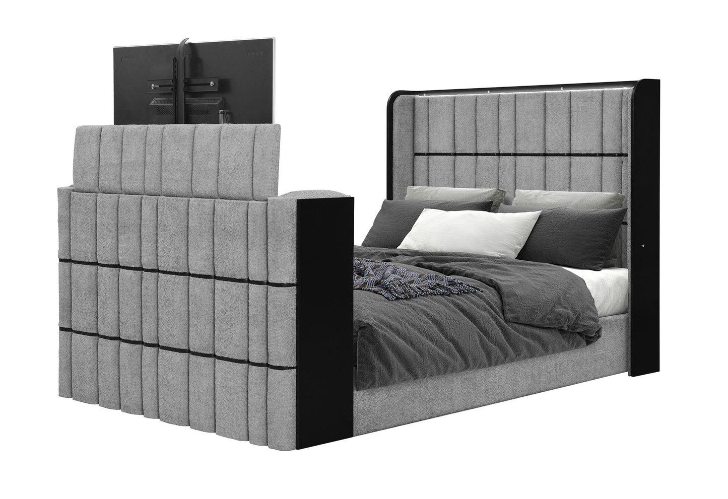 Isabella - Queen Bed / King Bed Headboard Wing - Gray