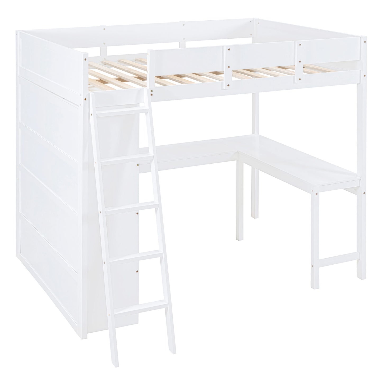 Modern Loft Bed With Desk And Shelves