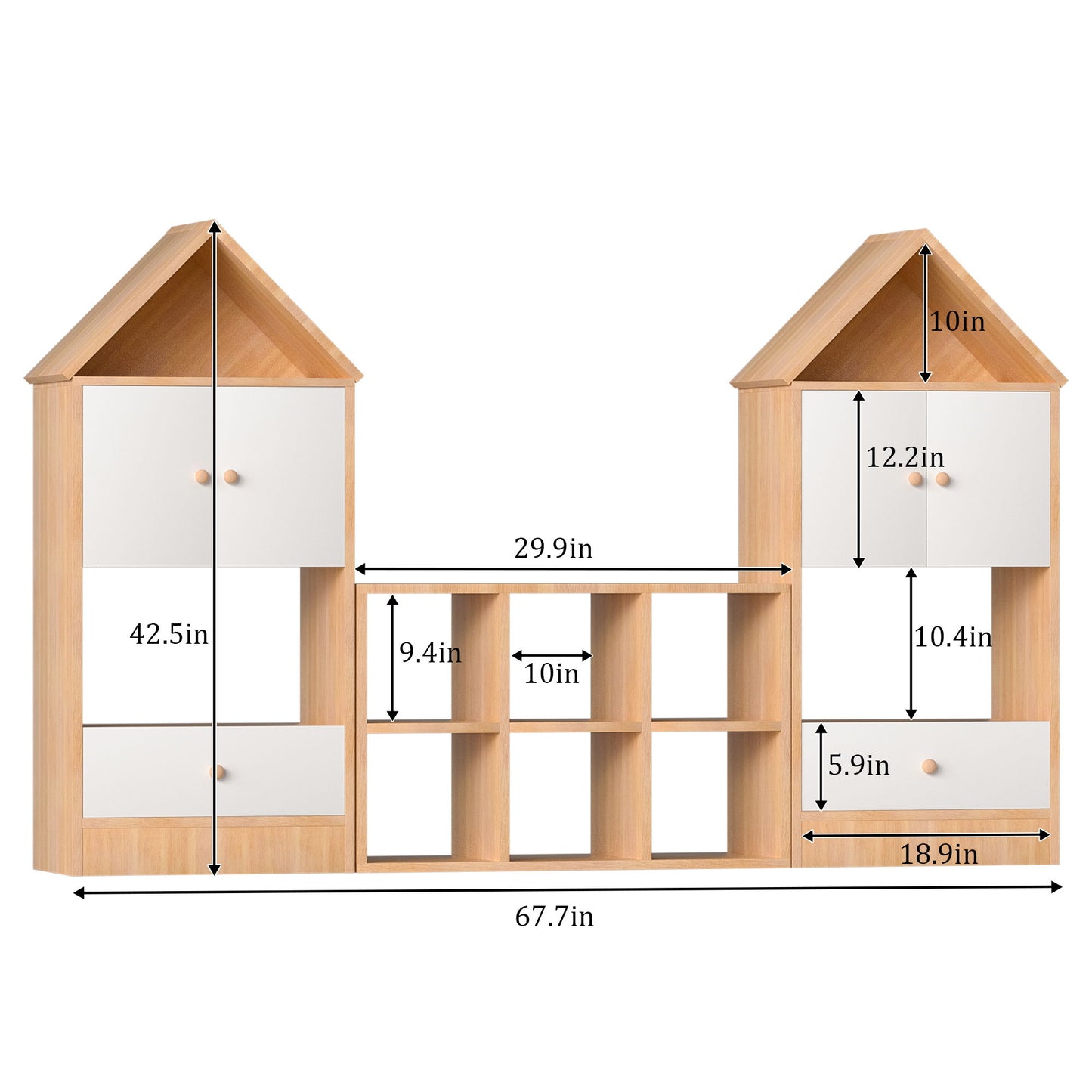 Versatile Children's Bookshelf With House Shaped Design, Multi Functional Storage For Books And Toys