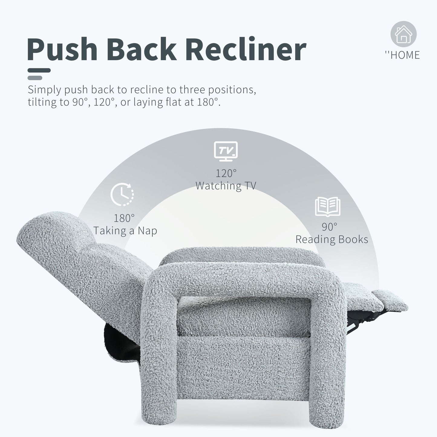 Push Back Recliner Armchair Upholstered Recliner Chair Single Sofa With Adjustable Backrest