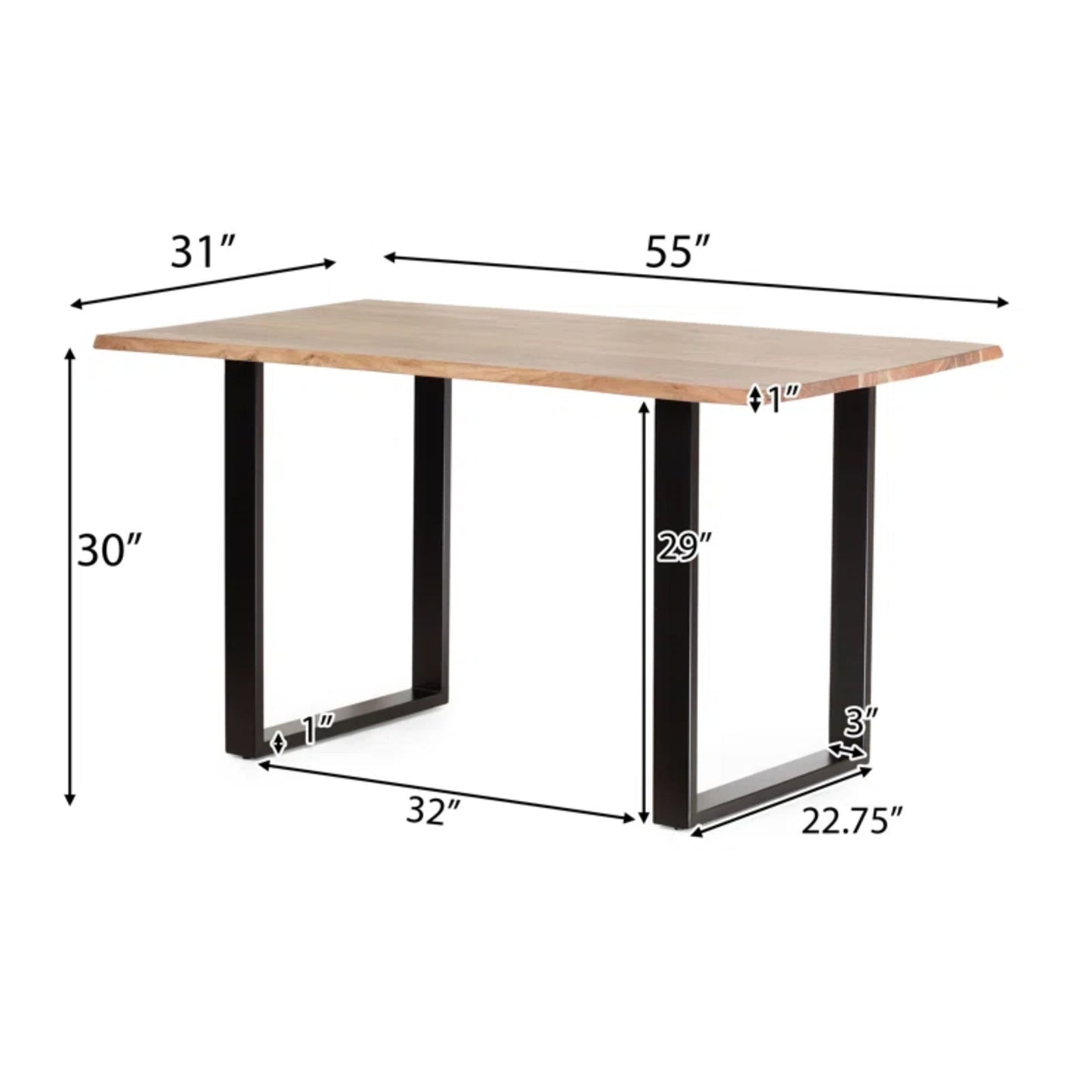 Mid Century 5 Piece Dining Set With Upholstered Dining Chairs And Metal Legs, Solid Wood Top Metal Base Dining Table - Beige / Black