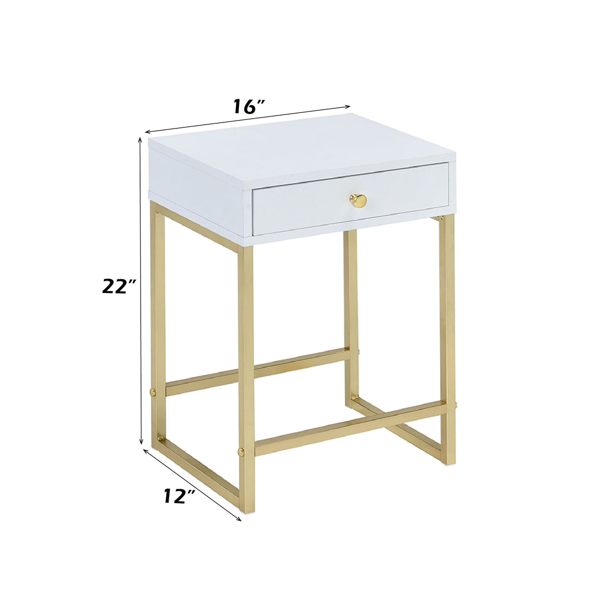 Coleen - Accent Table - White / Brass