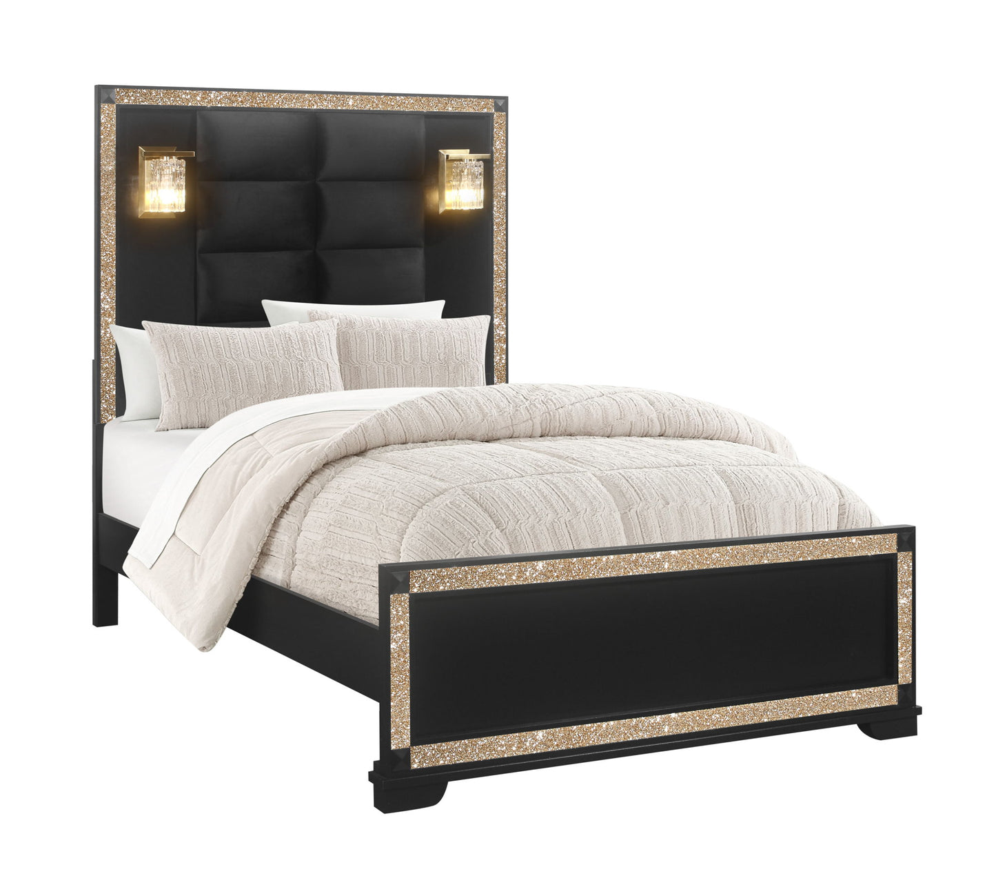 Blake - Full Bed Headboard & Footboard - Black / Gold