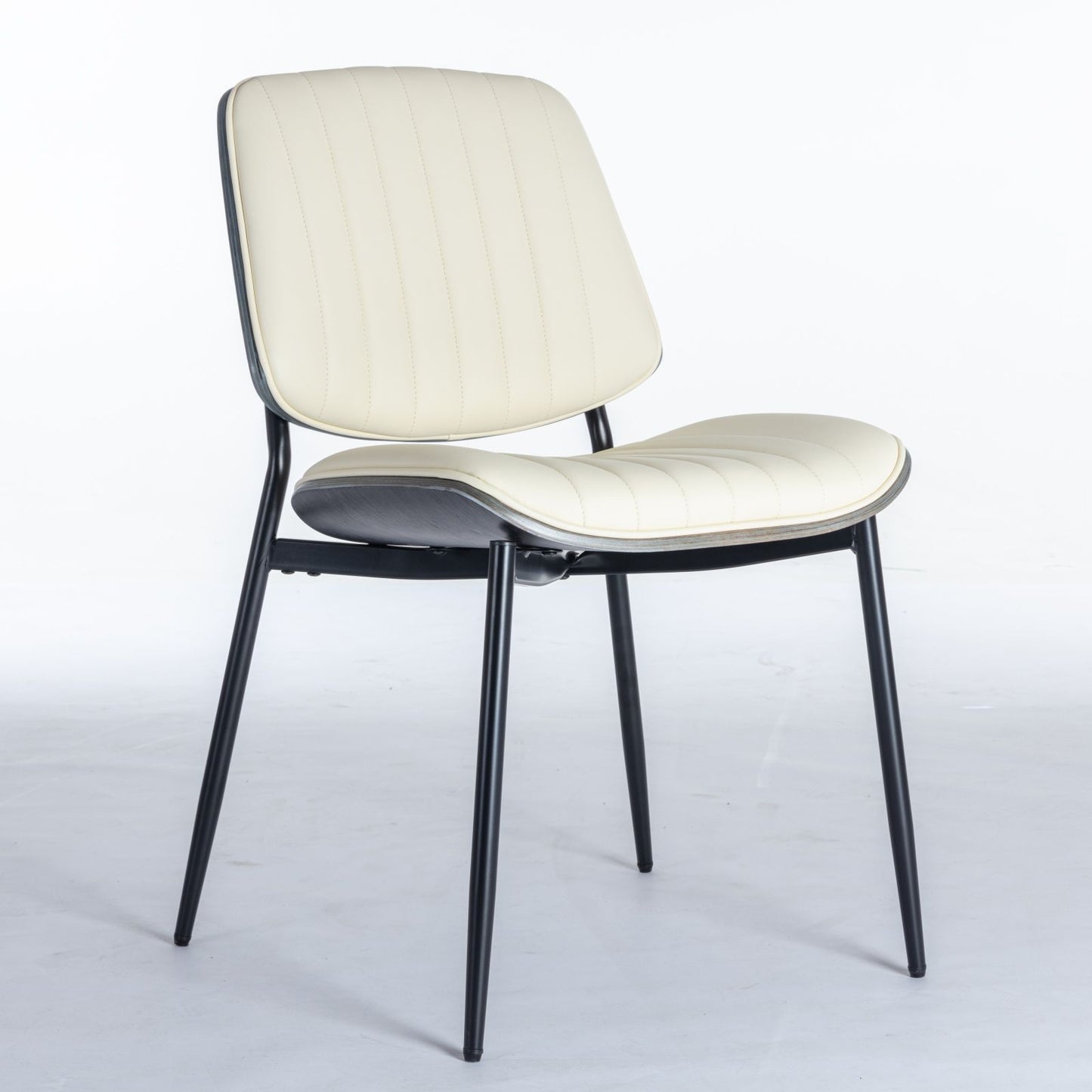 Dining Chairs (Set of 2) Mid-Century Modern Retro Chair With Walnut Bentwood Back Upholstered Seat Metal Legs Adjustable Foot For Kitchen Dining Room Chairs