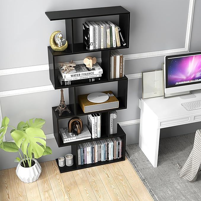 5 Layer Simple Household Black Bookshelf - Black
