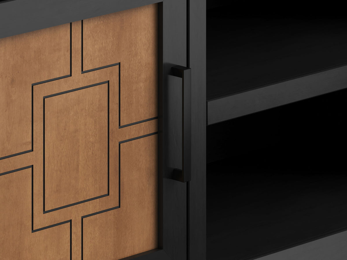 Ventura - 86" TV Stand - Black / Bourbon