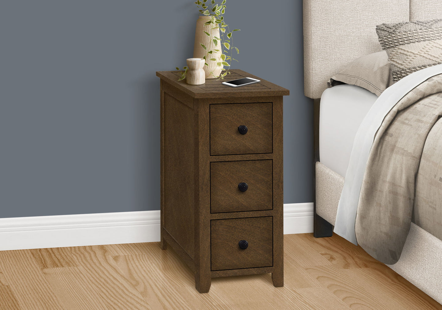 Accent End Table, Storage Drawer, Transitional Design