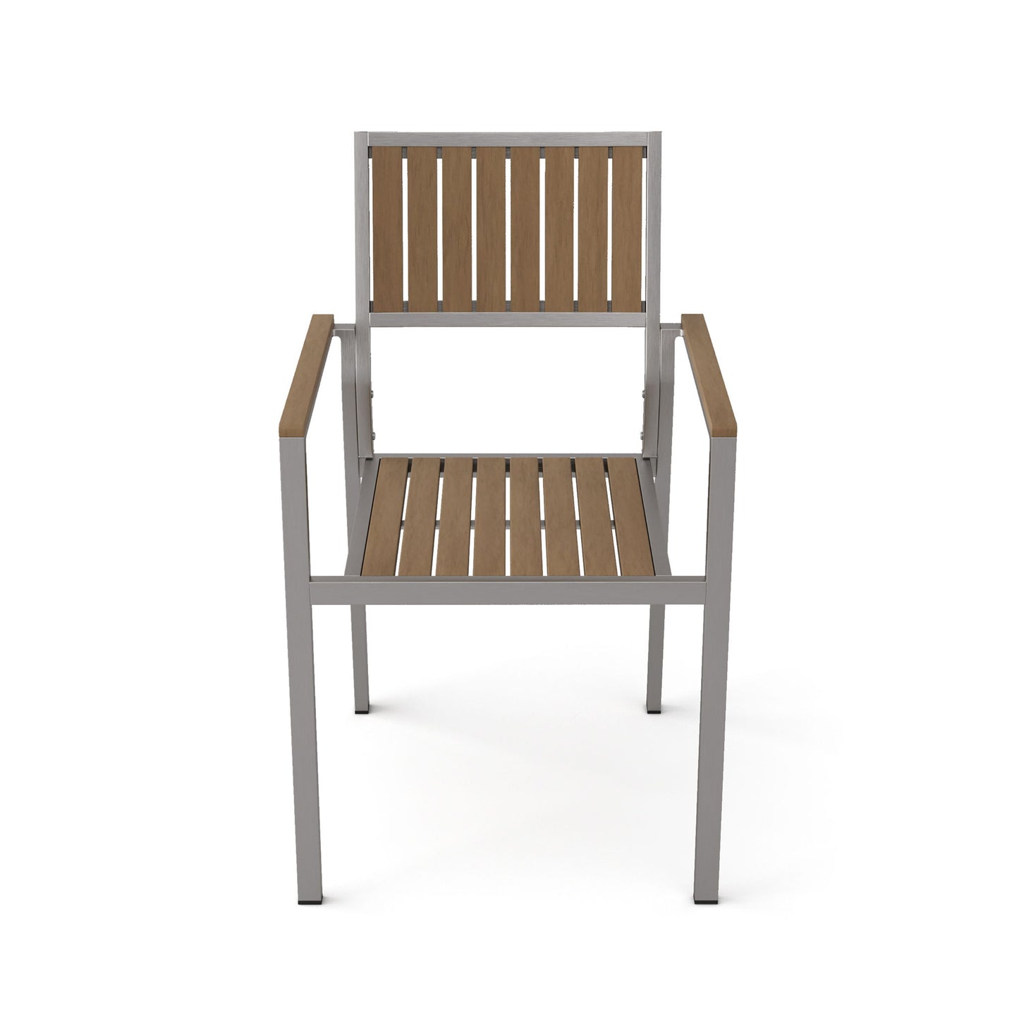 Stylish Modern Faux Wood & Aluminum Outdoor Dining Chairs, (Set of 2) - Natural