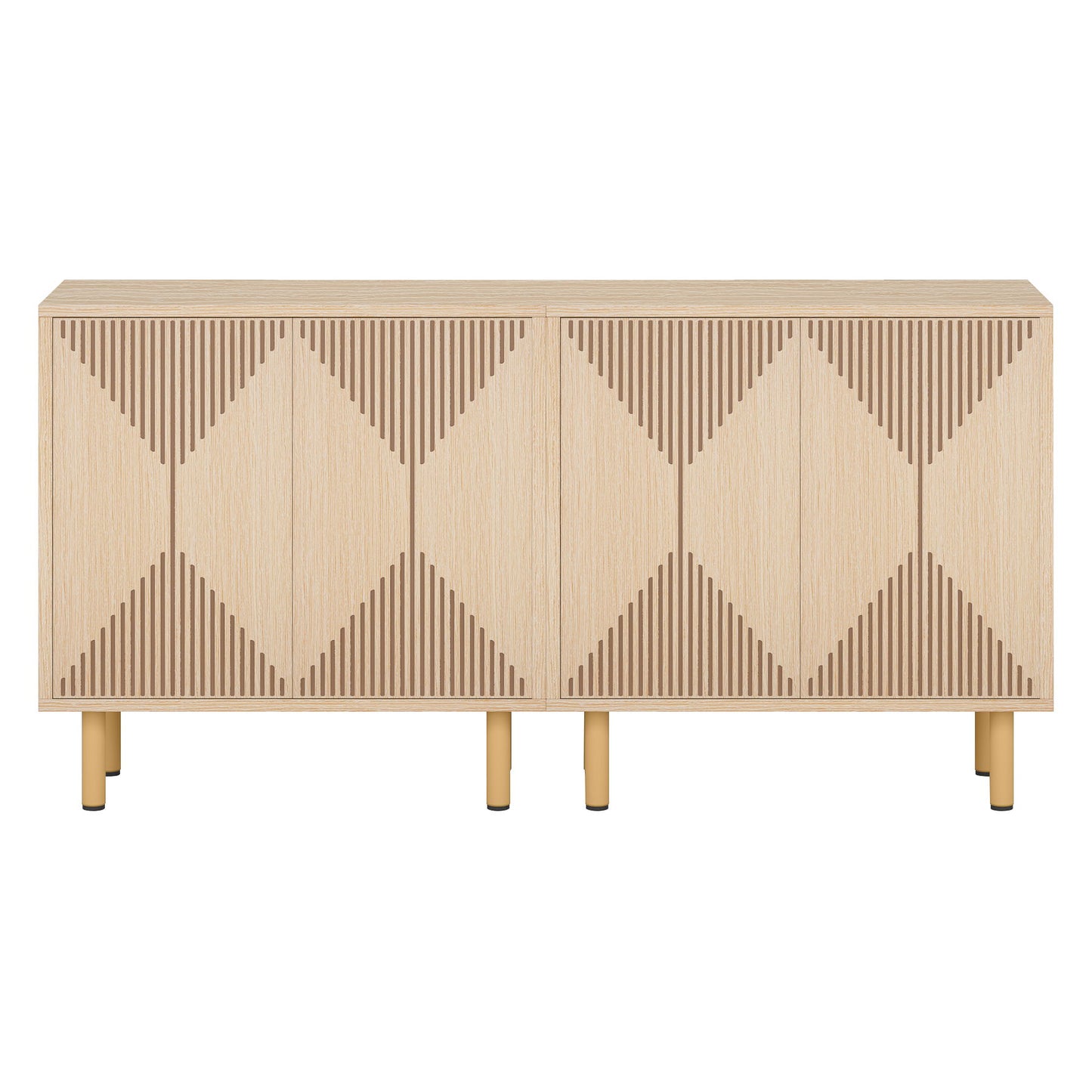 Sideboard Buffet Cabinet With Carved Doors - Yellow