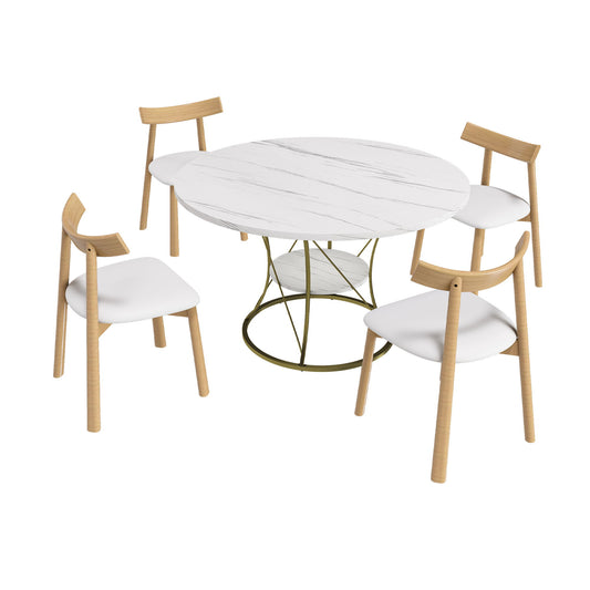 Round Extendable Dining Table Set With Chairs