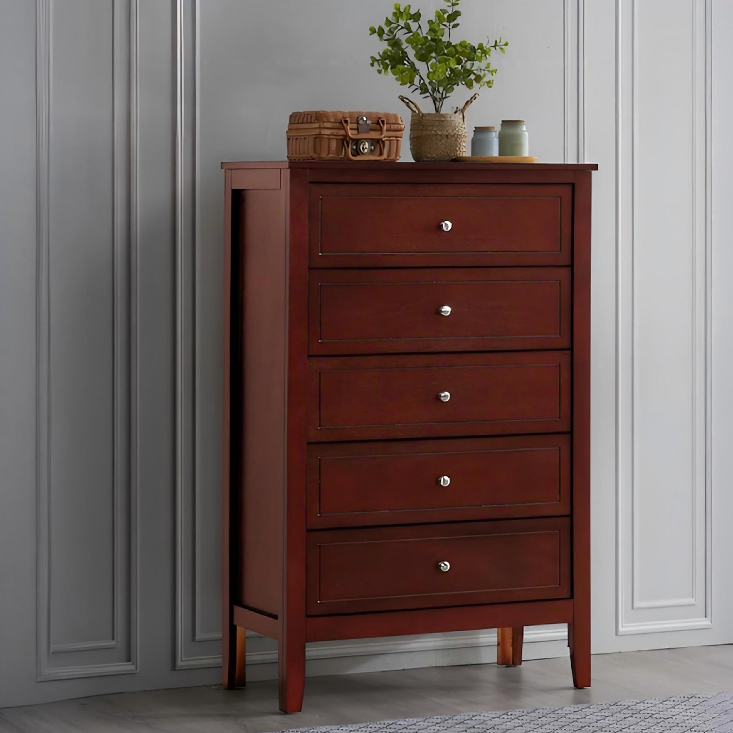 Daniel - Chest, 5 Drawer Storage Unit - Cherry