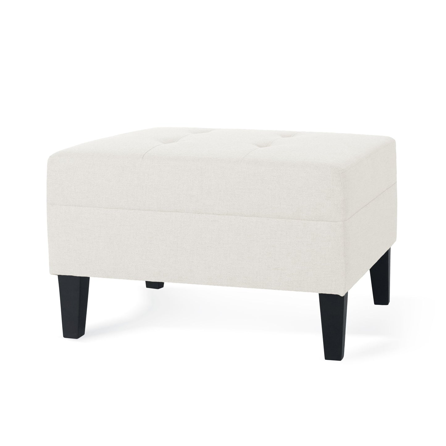 Ottoman With Birch Wood Legs And Cushioned Top For Comfort