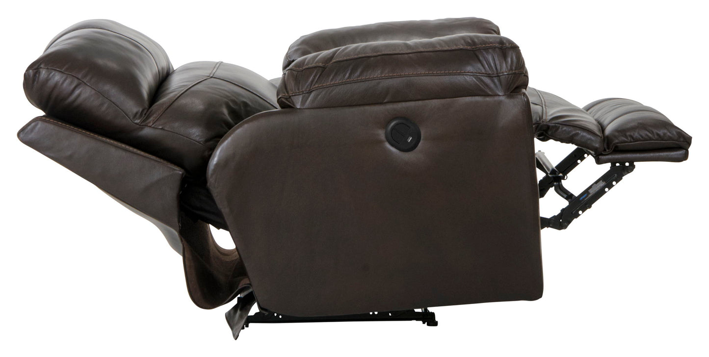 Costa - Top Grain Italian Leather Power Lay Flat Recliner - Chocolate