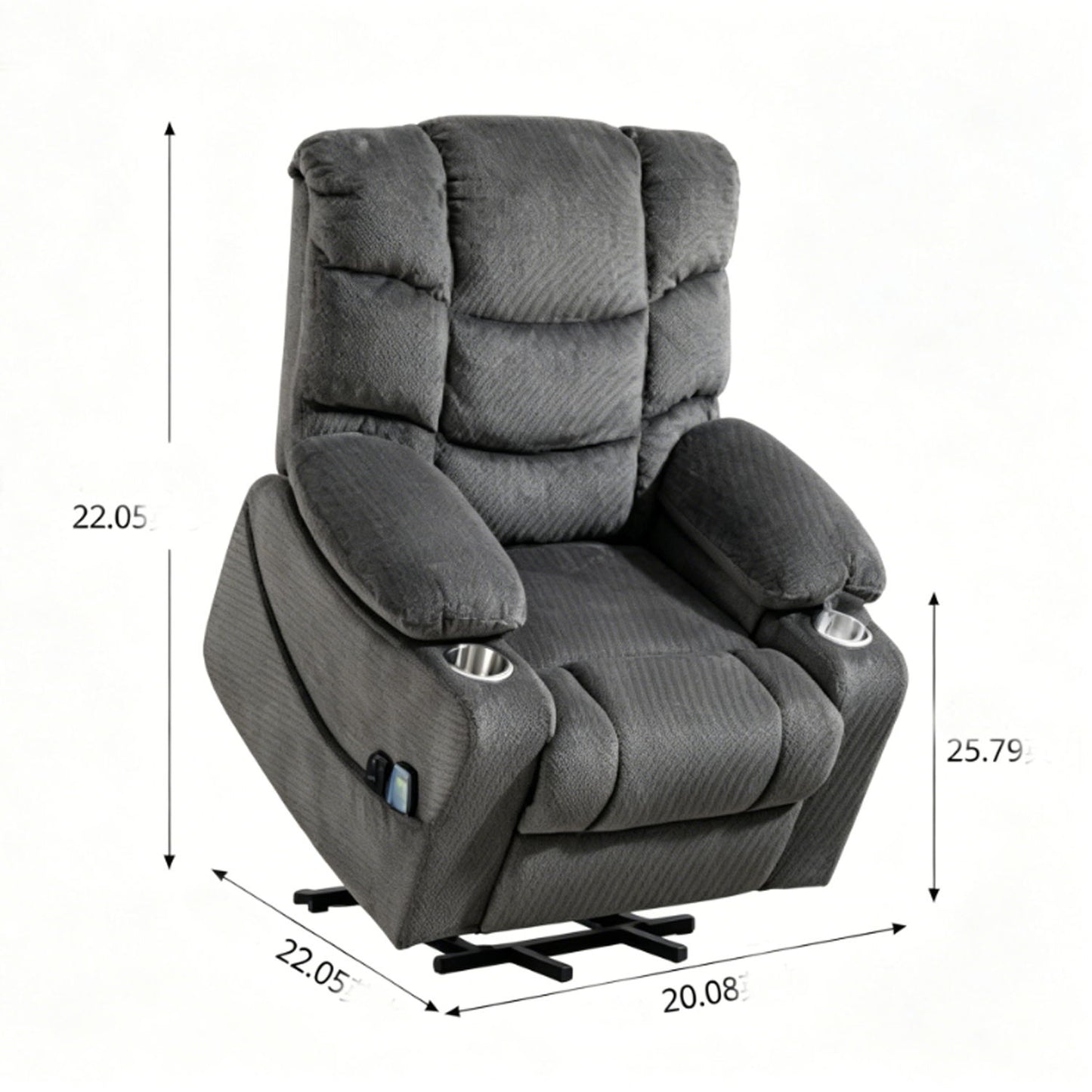Ultra Wide Electric Lounge Chair With Hot Massage Heating And Auxiliary Standing Function, For Living Room - Gray