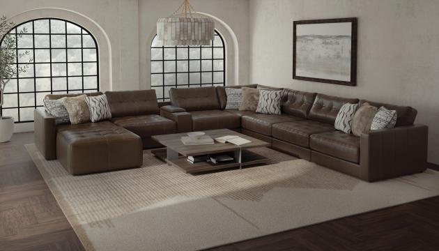 Jackson Siena — 6-piece L-shaped with console in Chocolate