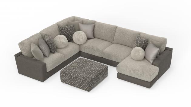 Jackson Canyon — 4-piece large right chaise in Umber