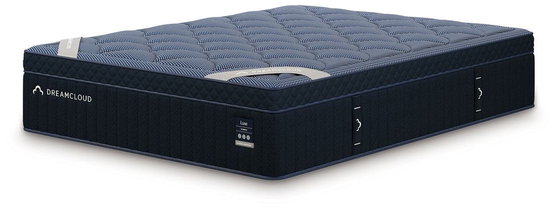 DreamCloud Luxe Hybrid mattress showing its quilted Euro top