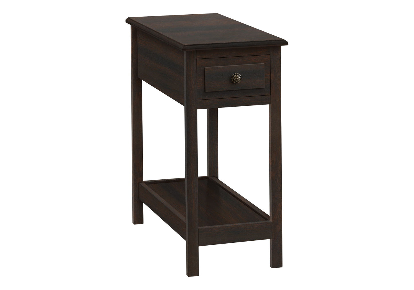 Accent End Table, 2 Tier, Storage Drawer, Transitional - Walnut