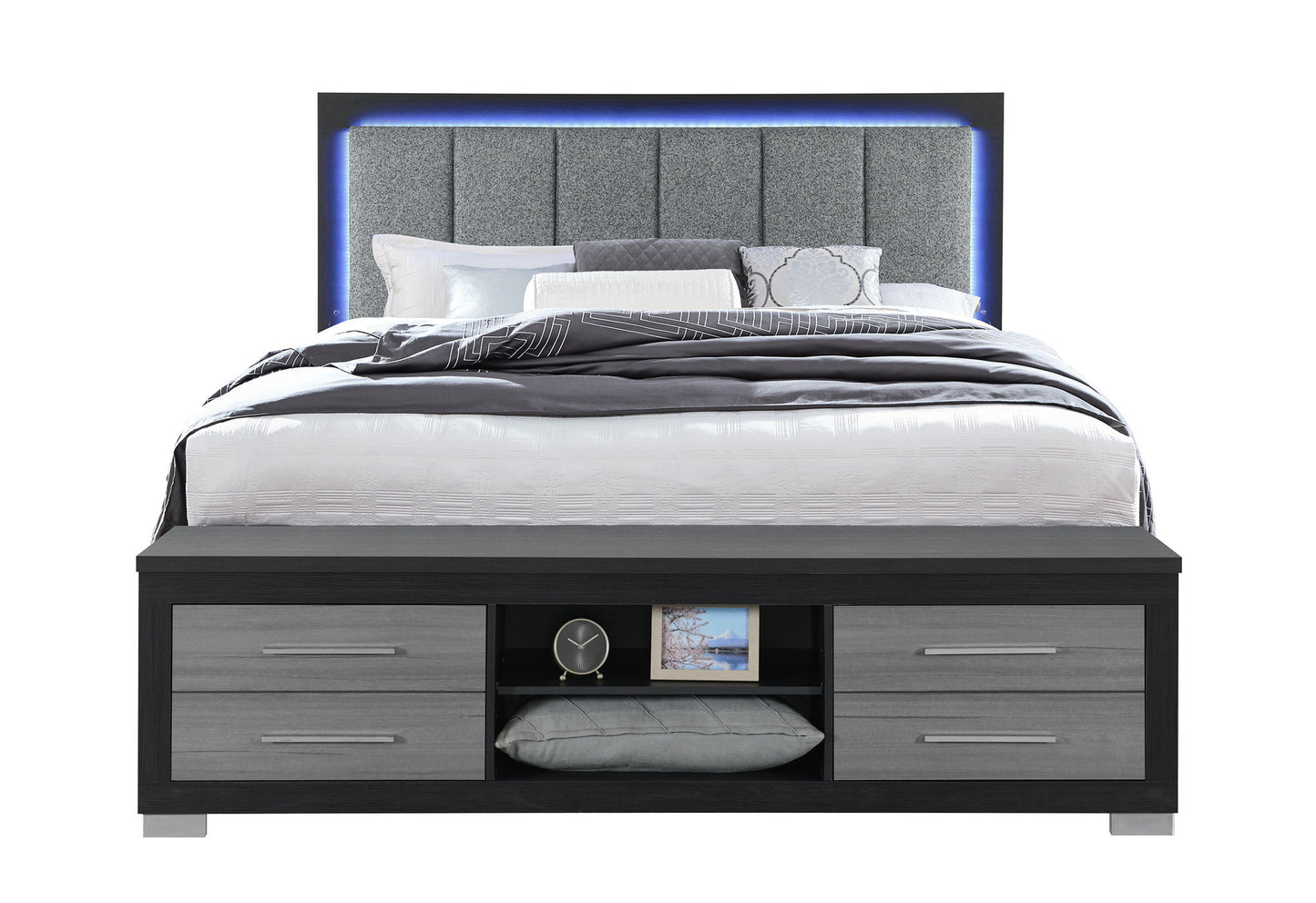 Emma - King Bed Footboard And Slats - Gray / Black