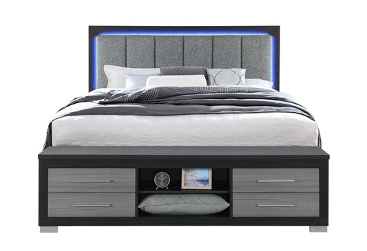 Emma - King Bed Footboard And Slats - Gray / Black