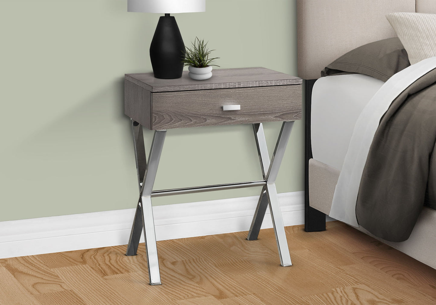 Accent Side X Table, Storage Drawer, Contemporary & Modern