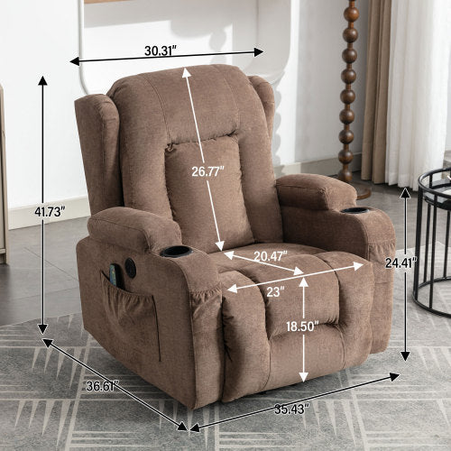 Power Lift Recliner Chair Recliners for Elderly with Heat and Massage Recliner Chair for Living Room with Infinite Position and Side Pocket,USB Charge Port(BROWN)