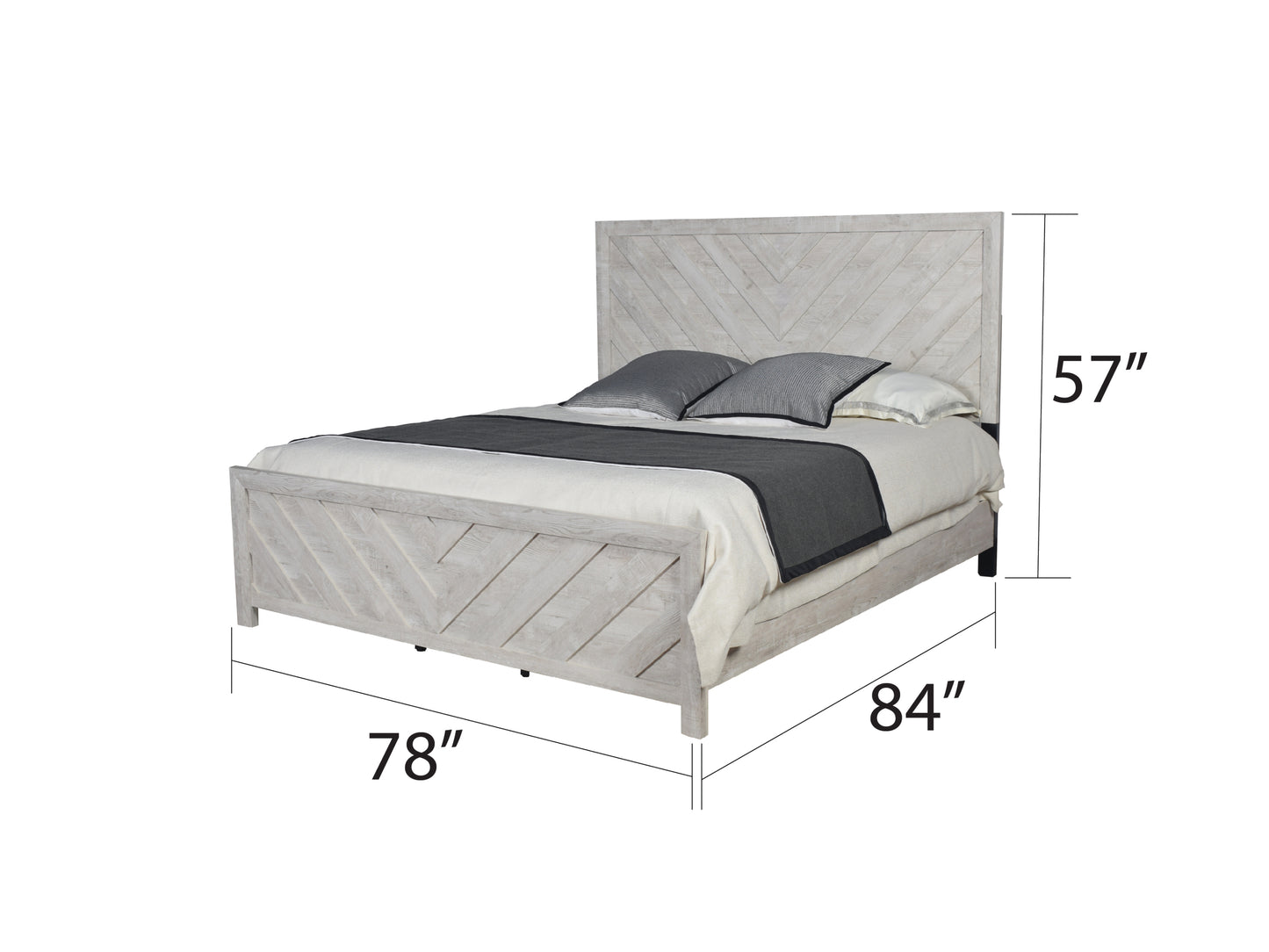 King 4PC Modern Style Storage Bedroom Set Made with Wood in Gray