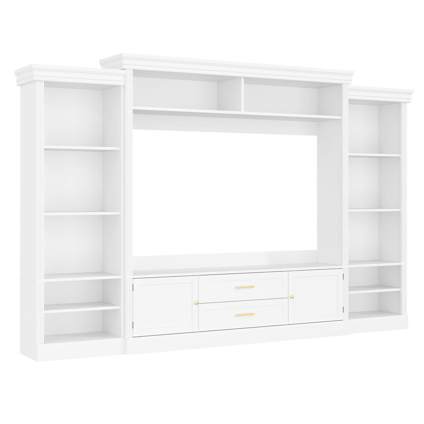 Elegant Entertainment Center Wall Unit With Bookshelves