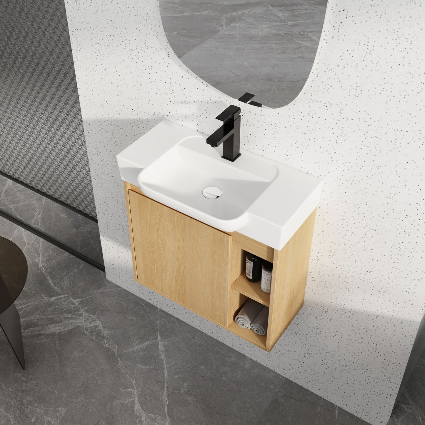 Wall Mounted Bathroom Vanity With Sink & Soft Close Door