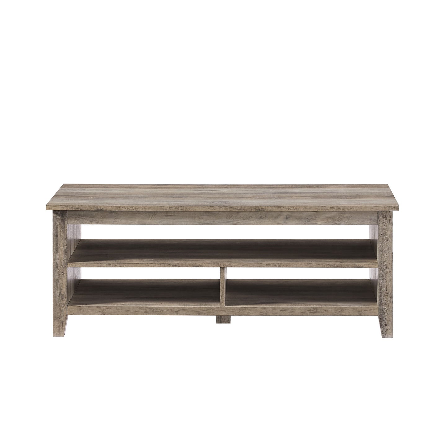 Coastal Grooved Panel Coffee Table With Lower Shelf