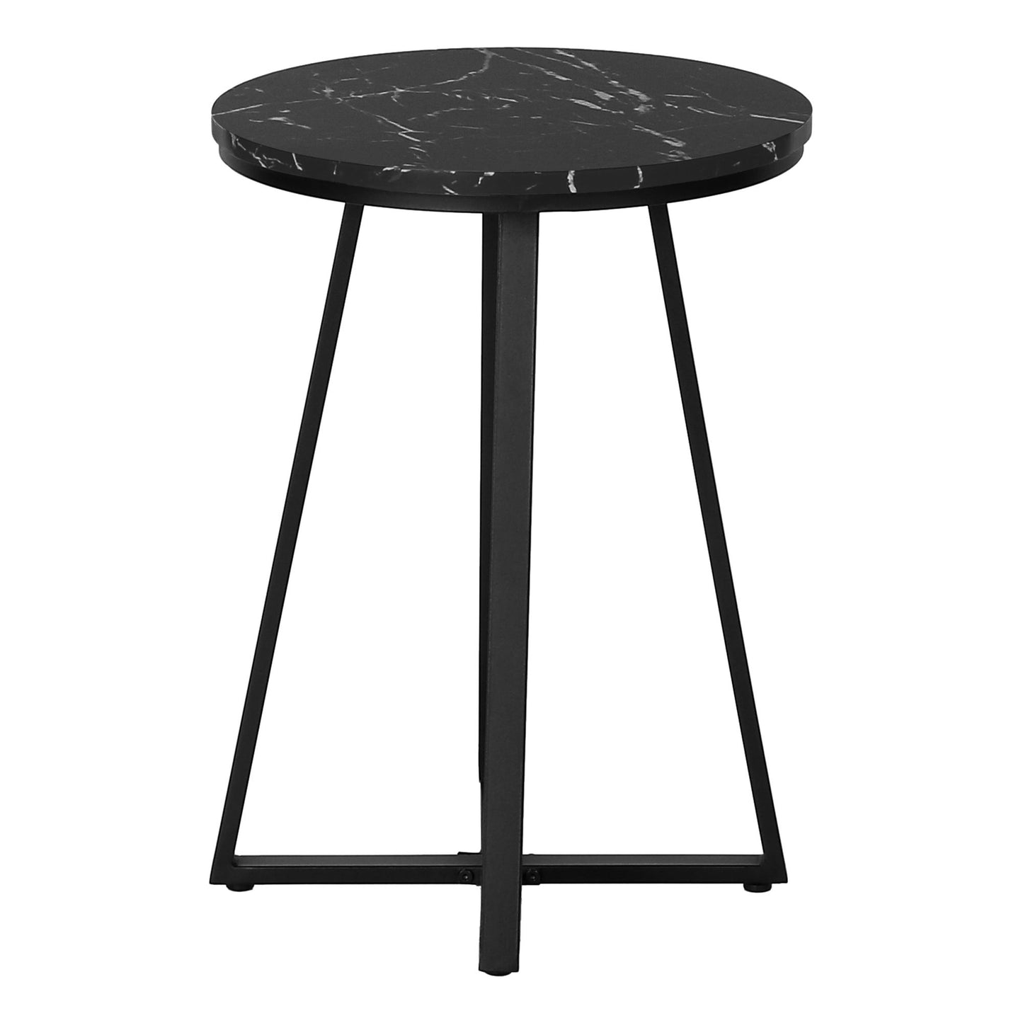 Accent Table, Side, Round Marble Look Contemporary & Modern - Black