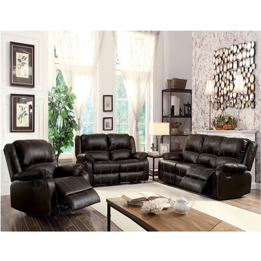 Zuriel - Synthetic Leather 3 Piece Living Room Recliner Set