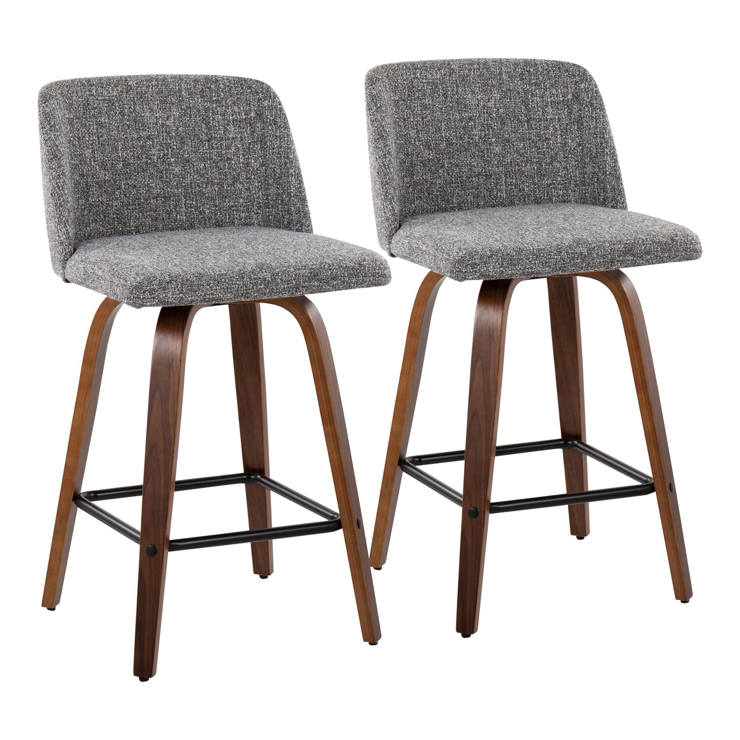 Toriano - Mid Century Modern Fixed Height Counter Stool & Square Footrest (Set of 2)