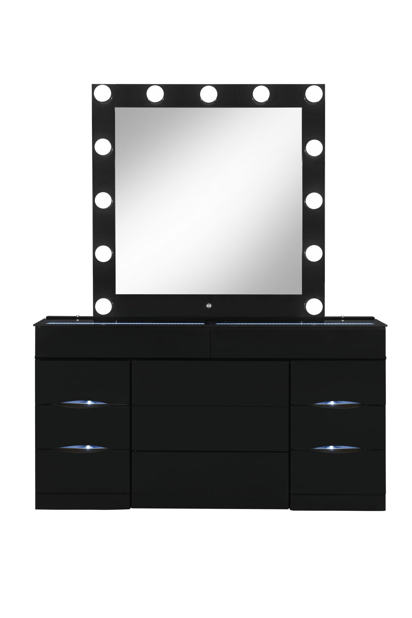 Ella - Vanity Set With Storage Stool - Black