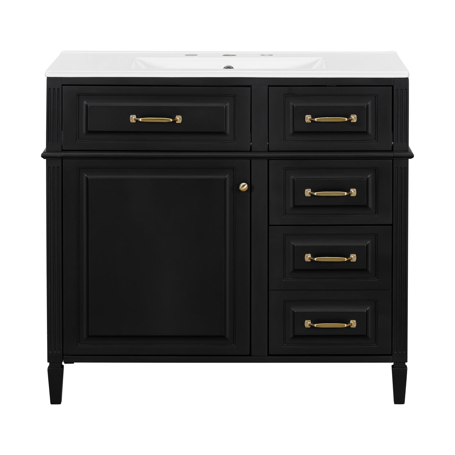 Modern Bathroom Vanity With Sink Top, Flip Drawer Design