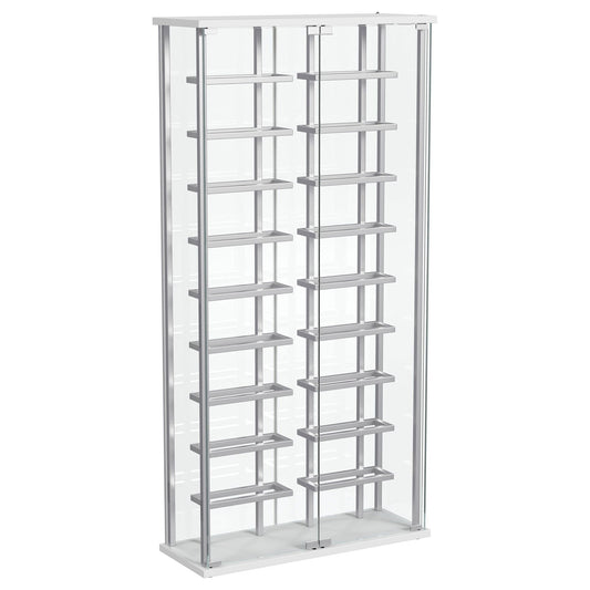 Wine Storage LED Curio Cabinet - Chrome