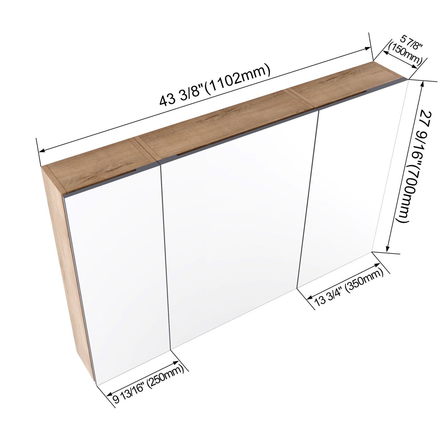 Wall Mounted Bathroom Cabinet With Adjustable Shelves Storage Cabinet - Imitative Oak