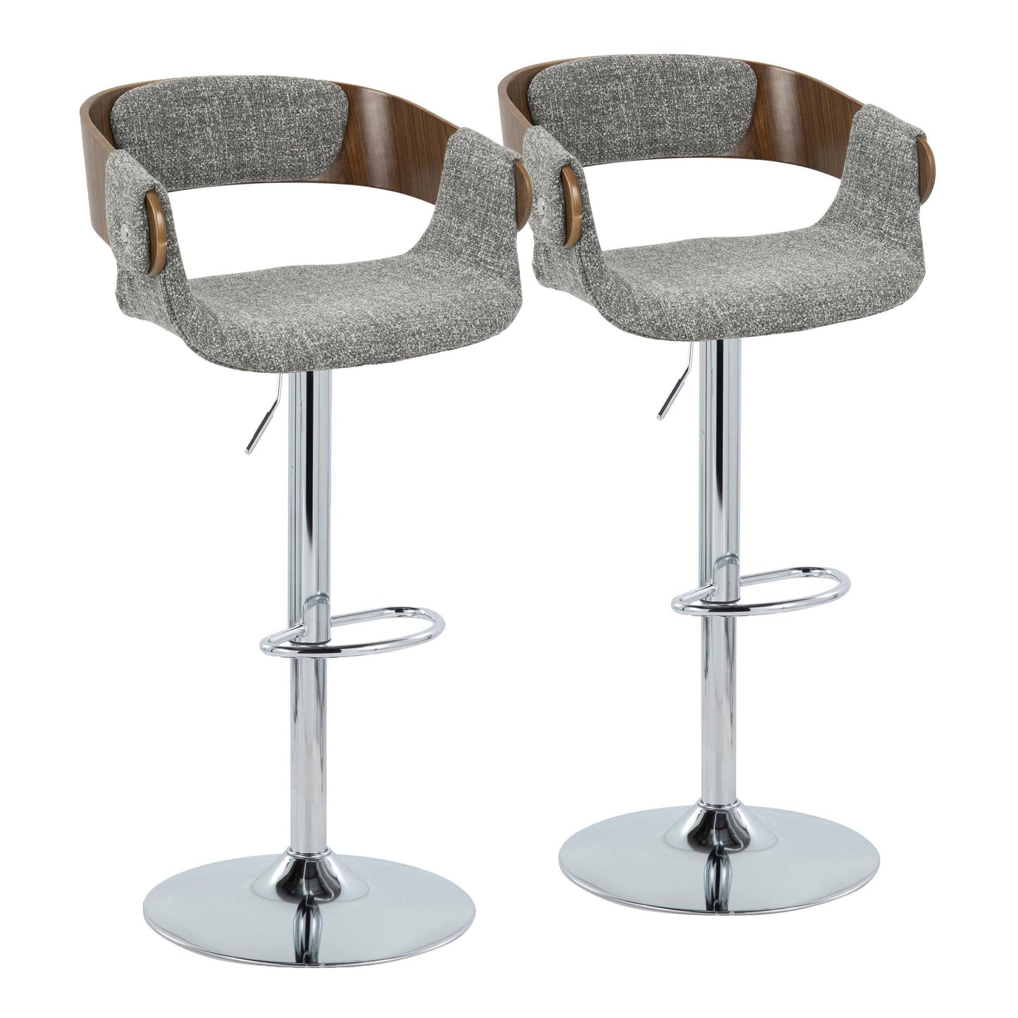 Elisa - Mid Century Modern Adjustable Barstool With Swivel With Oval Footrest (Set of 2)