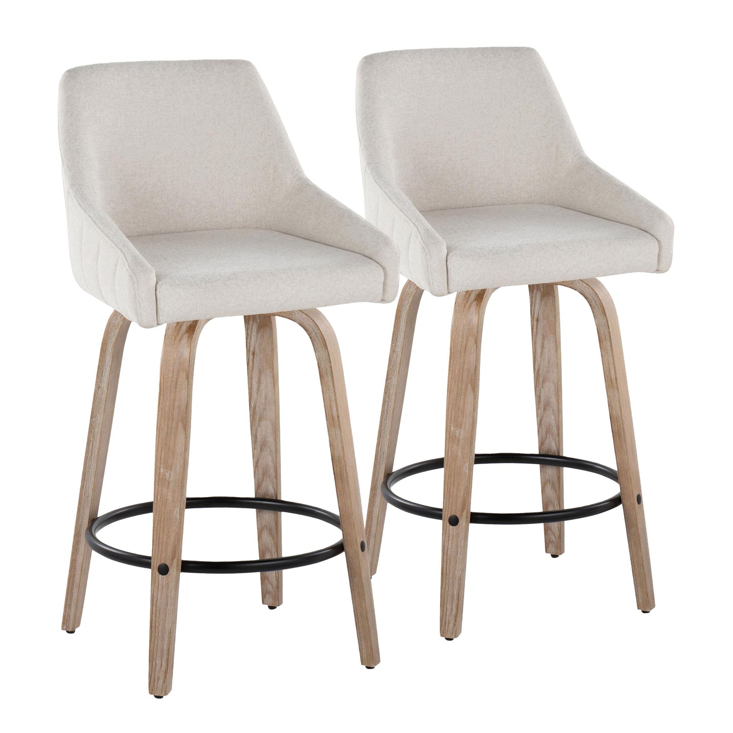 Hannah - Transitional Fixed Height Counter Stool With Swivel With Round Footrest (Set of 2)