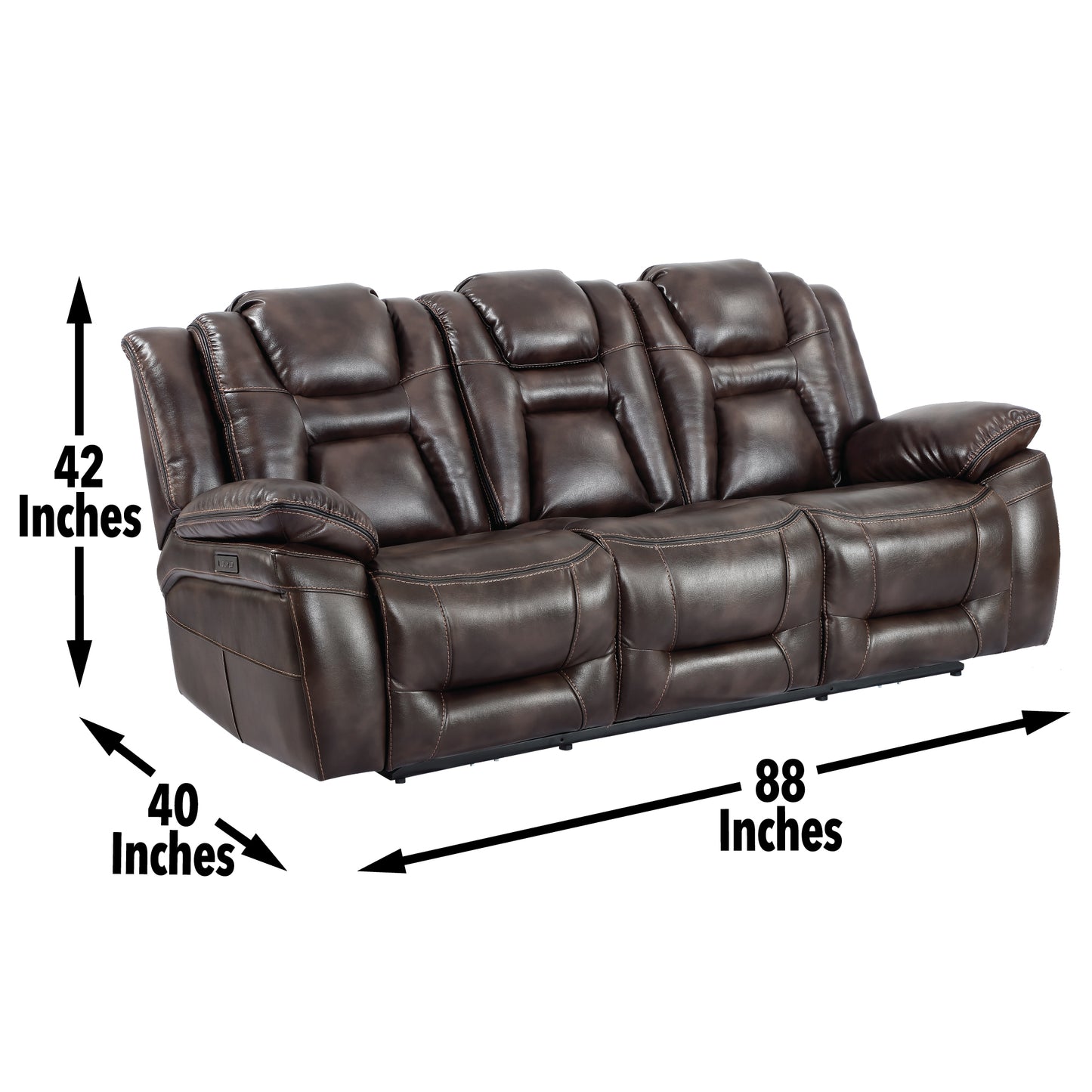 Oportuna - 3 Piece Dual Power Reclining Living Room Set (Sofa, Loveseat, Recliner) - Coffee