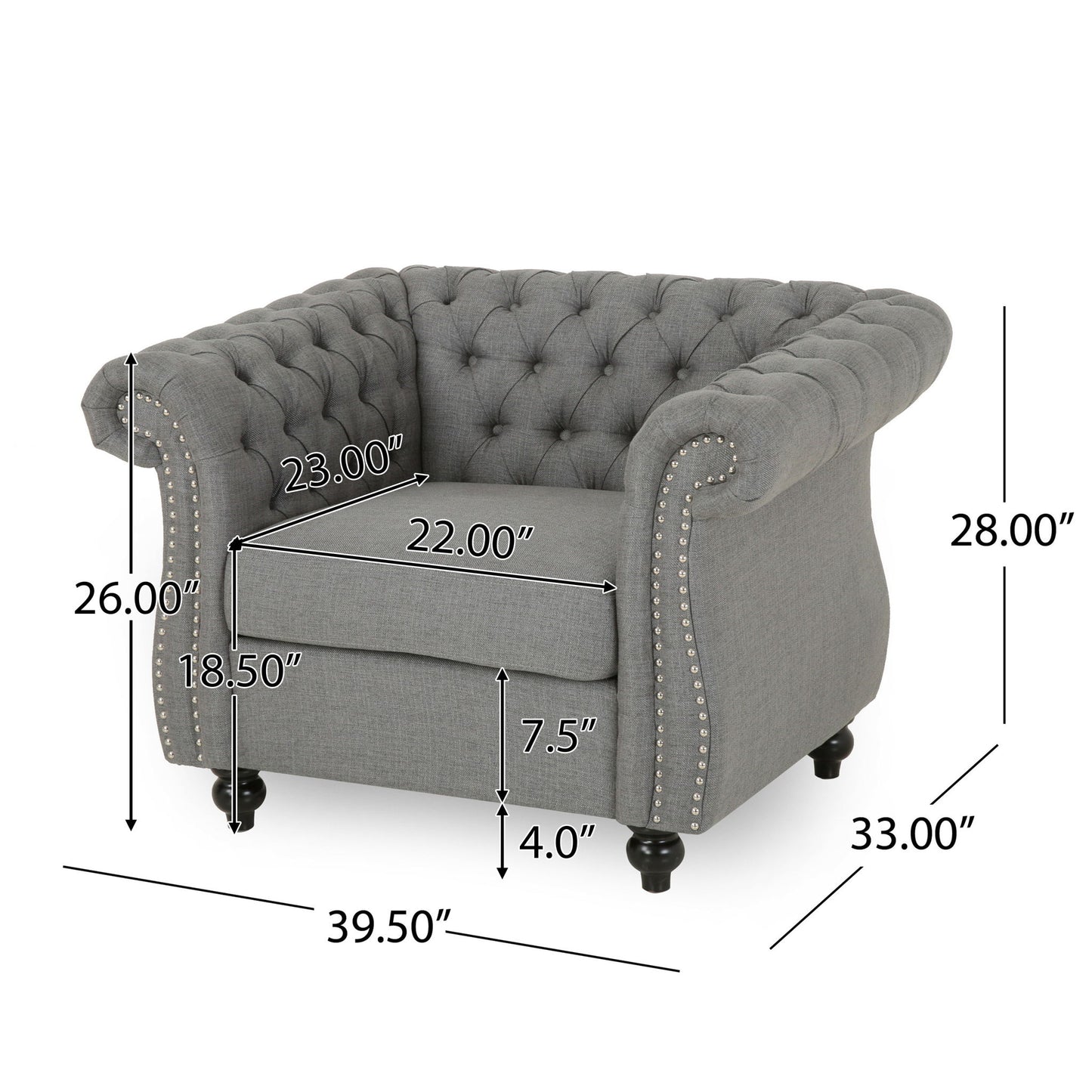 Nexuson - Upholstered Chesterfield Chair With Deep Tufted And Nailhead Trim