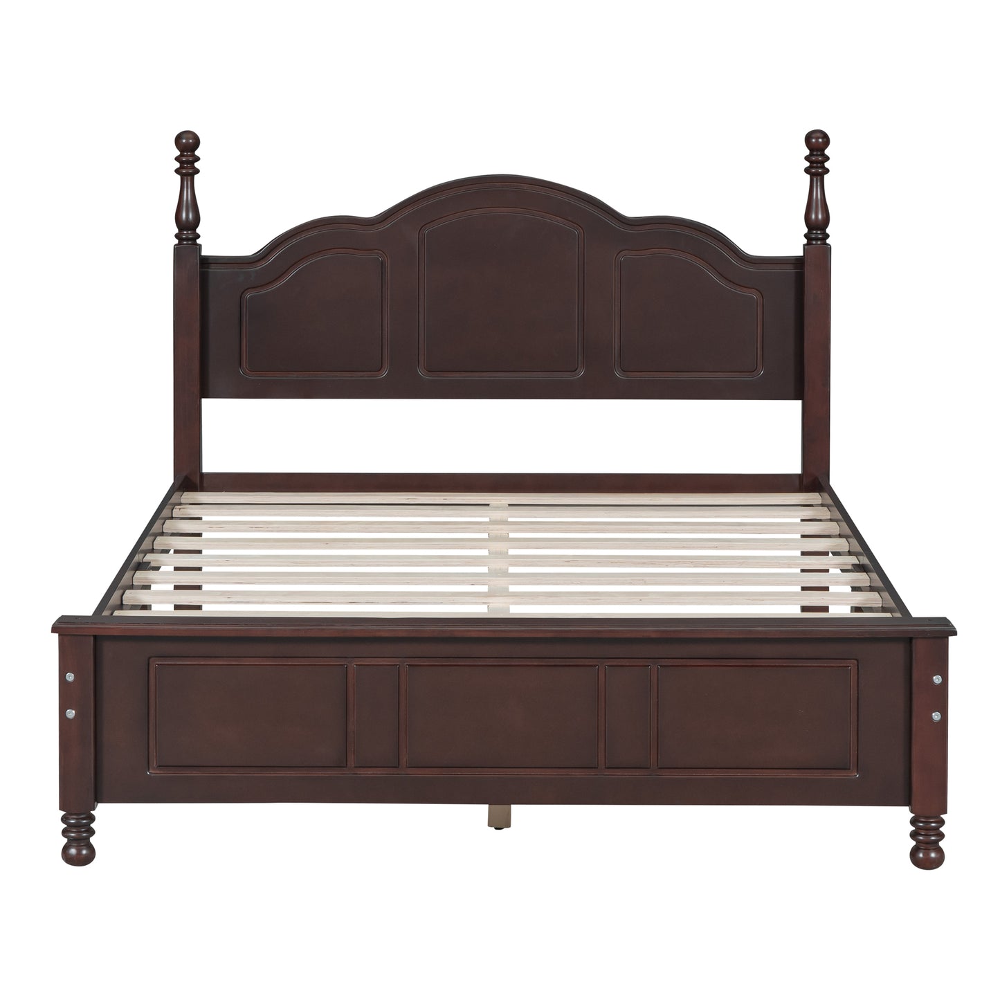 3-Pieces Bedroom Sets,Full Size Wood Platform Bed and Two Nightstands-Dark Walnut