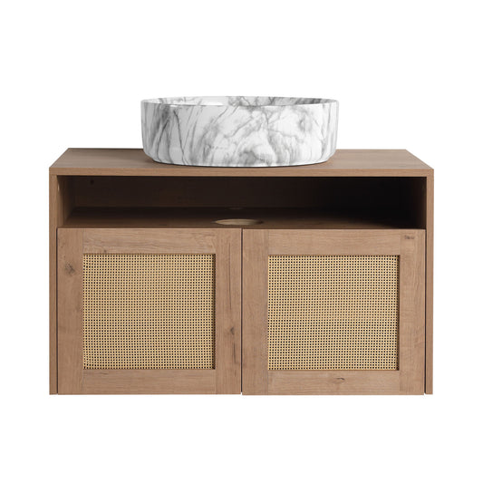 Bathroom Vanity With Art Sink, 2 Soft Close Doors, Float Mounting Design