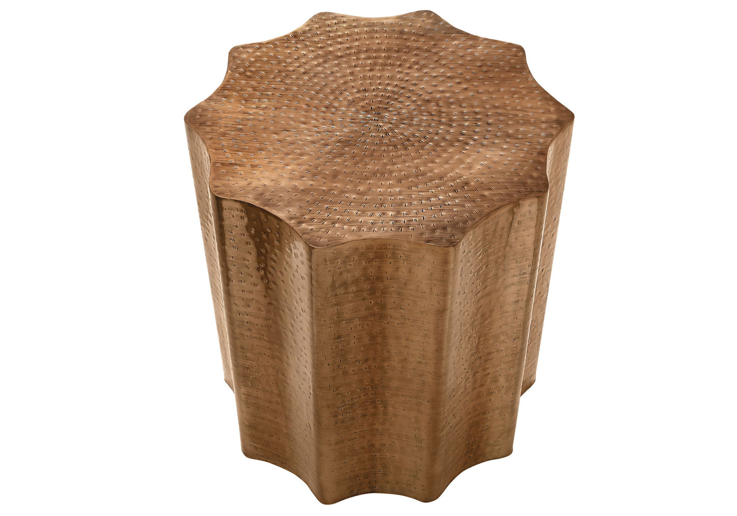 Drum Accent Side Table, Stylish Scalloped Design