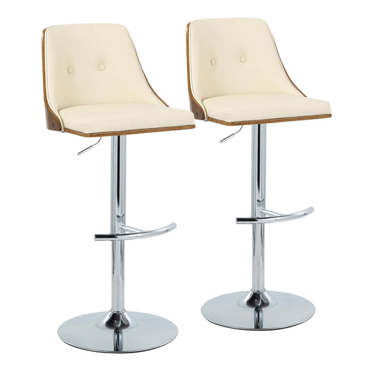 Gianna - Mid Century Modern Adjustable Barstool With Swivel With Rounded T Footrest (Set of 2)