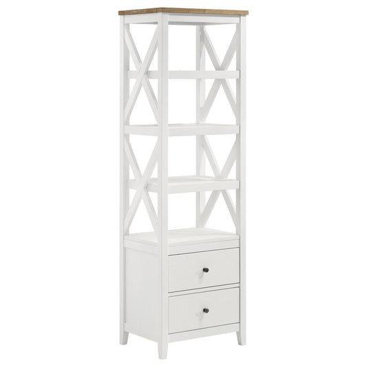 Delaney - 4 Shelf Bookcase With Top Storage Tower - White