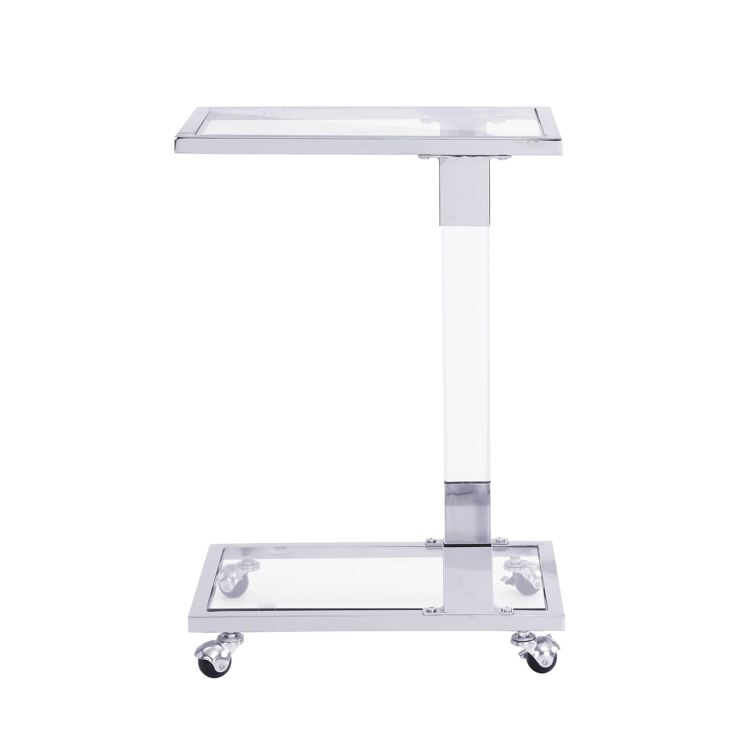 Side Table, Sofa Table, Glass Top C Shape Square Table With Metal Base For Living Room, Bedroom, Balcony Home And Office