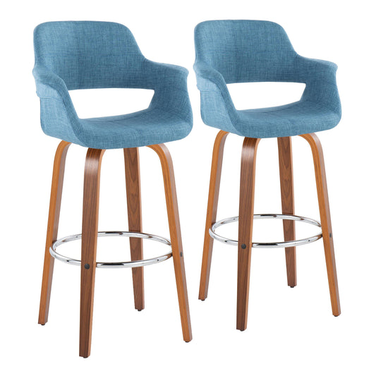 Vintage Flair - Mid Century Modern Fixed Height Barstool With Swivel & Round Footrest (Set of 2)