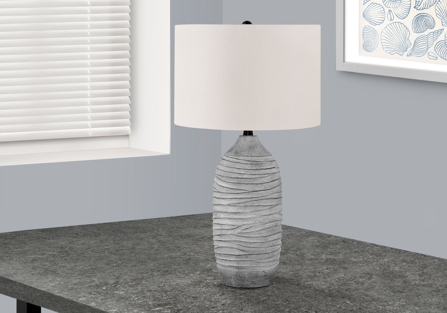 Lighting, Table Lamp, Resin, Modern - Gray / Cream